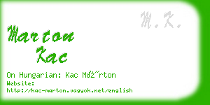 marton kac business card